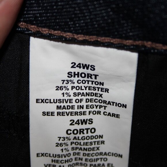 JMS Short Sz 24WS x 28 Dark Blue Denim Pockets Straight Cotton Poly Jeans - Picture 12 of 16